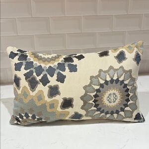 Pillow Perfect Decorative Cream and Blue Accent Pillow 10” x 17”